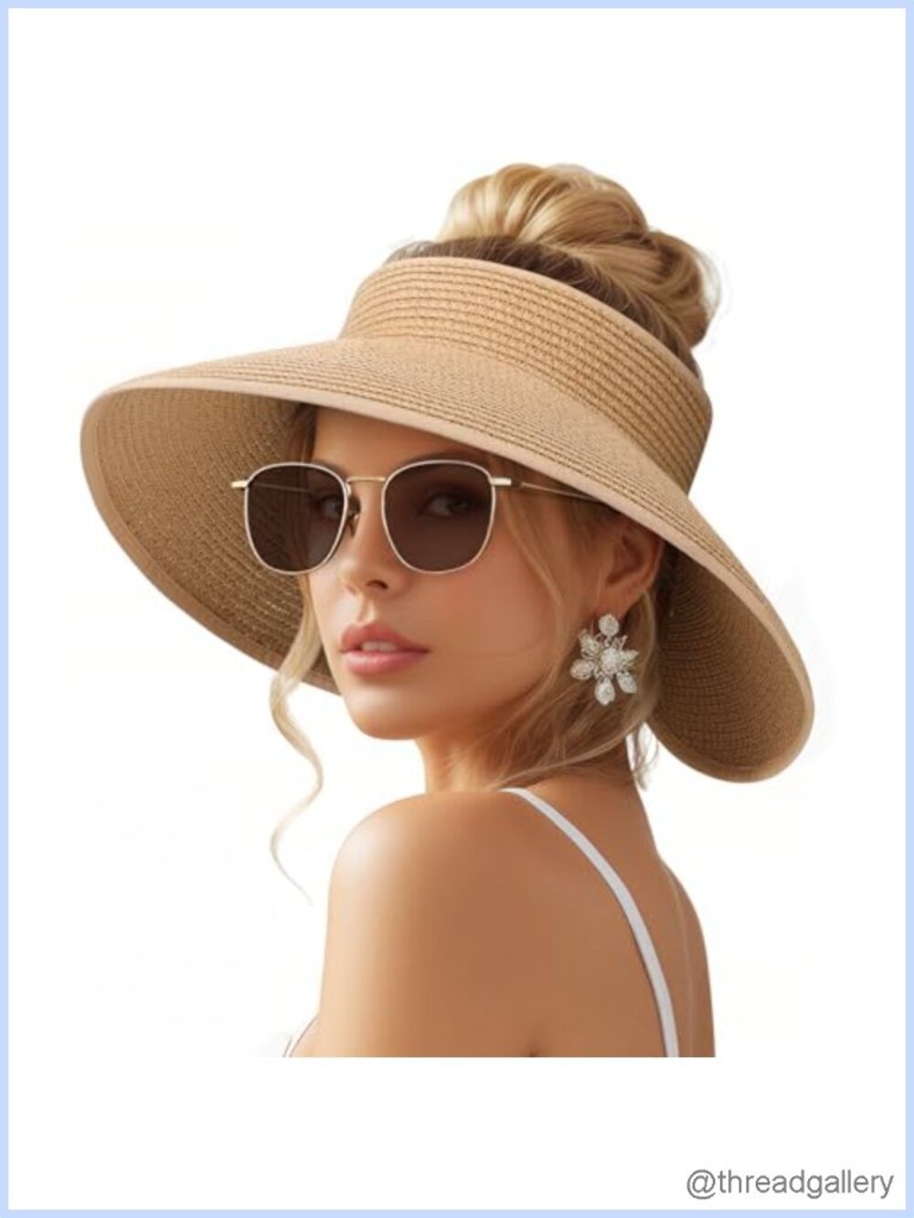 UPF 50+ Straw Sun Hat Wide Brim Foldable Beach Hat for Women